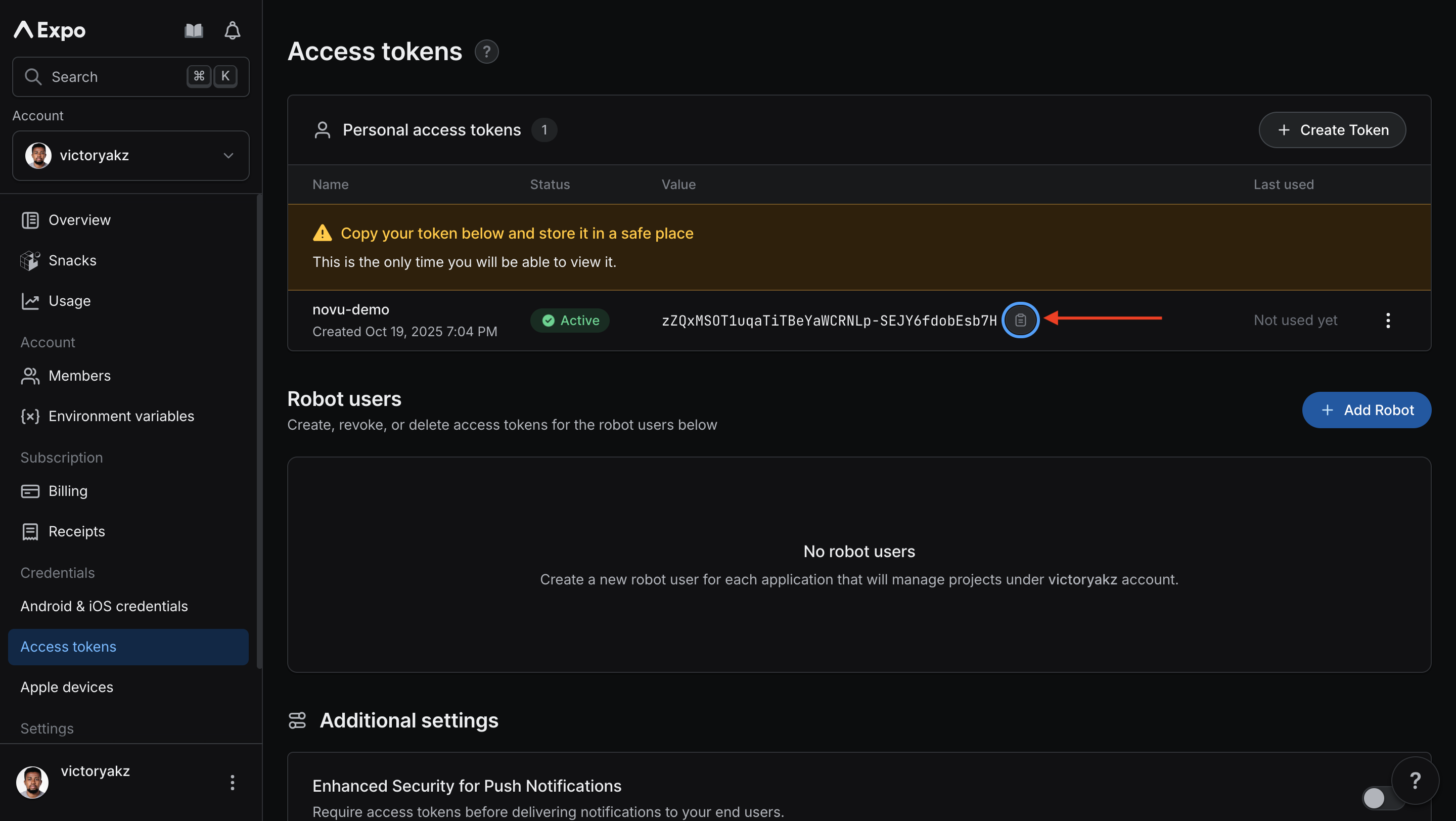 Copy Expo token